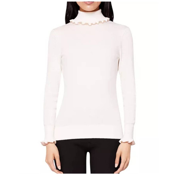 Ted Baker Sweaters - Ted Baker Ivory Ceilya Frill Roll Neck Turtleneck Sweater Women's Size 10
